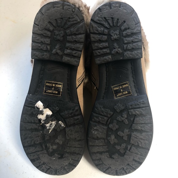 Muk Luks 7 Faux Fur Ankle Boots Booties Tan Brown Zipper - Picture 8 of 8